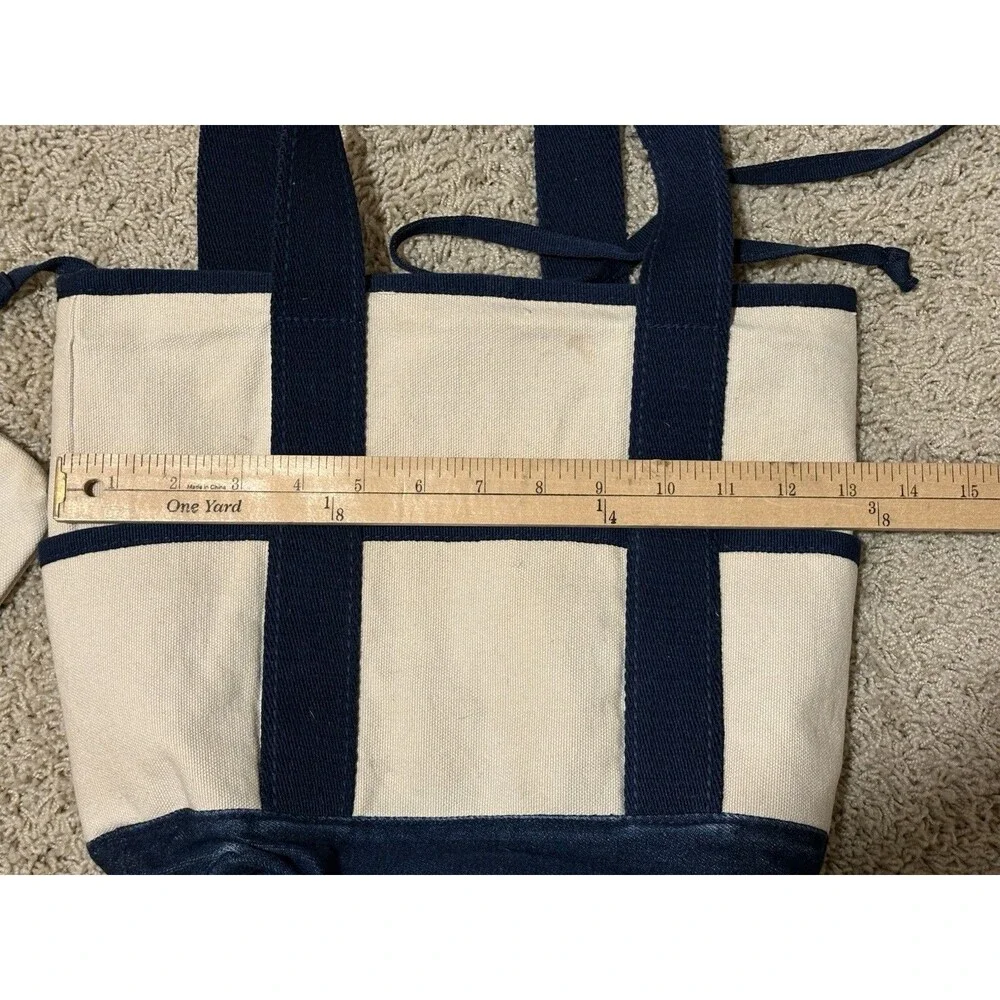 Boat Tote Bag Ivory Blue Matching Wristlet Anchor Print Lining 13”x 10